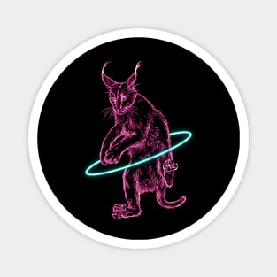 Pink Neon Hula Hooping Caracal Magnet